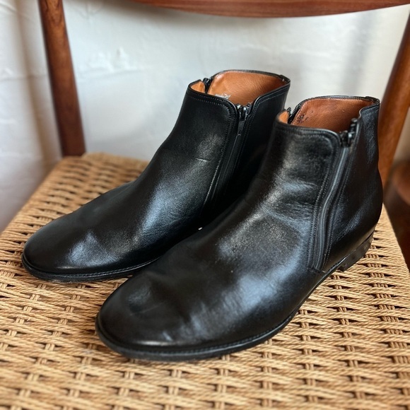 Hitchcock Men’s Leather Ankle Boots Size 11.5 EEEE (4E) England Black Zip Boots main image 7